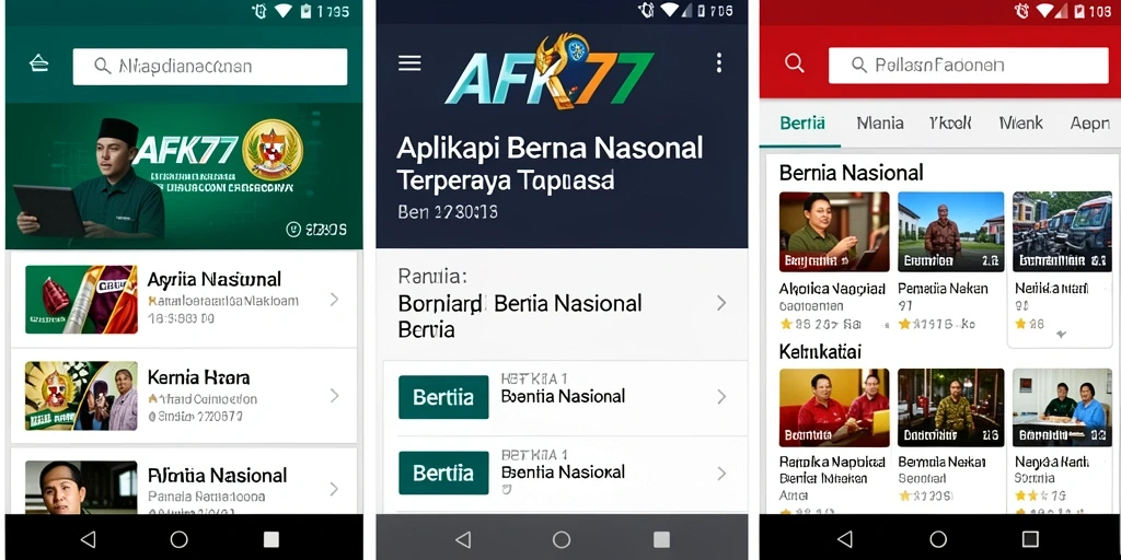 Antarmuka AFK77 menampilkan berita nasional terbaru dengan jelas.