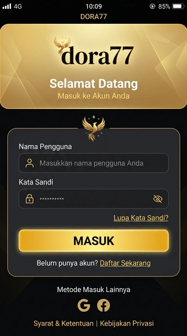 Tampilan halaman login dora77