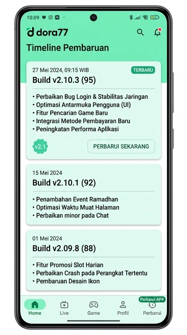 Tampilan riwayat versi dora77